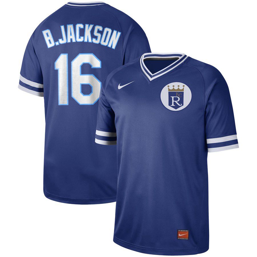 2019 Men MLB Kansas City Royals #16 B Jackson blue Nike Cooperstown Collection Jerseys->texas rangers->MLB Jersey